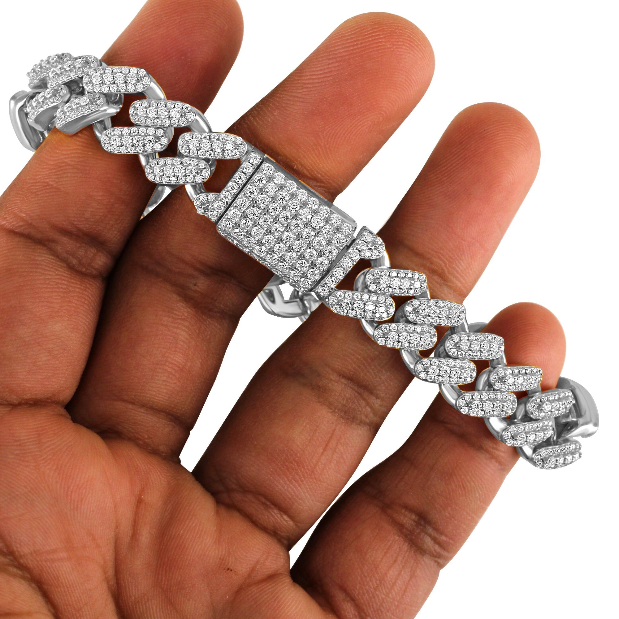 .925 Moissanite Diamond Square 12mm Miami Cuban Bracelet sold by Master Of Bling product image thumbnail 2
