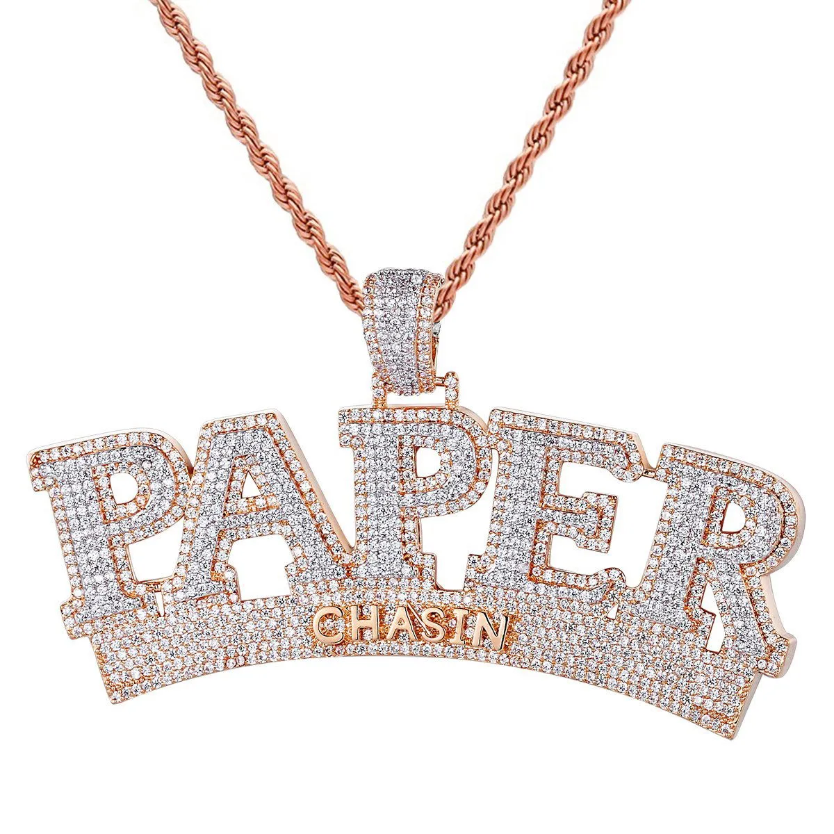 Men's Paper Chasin Money RoseGold Finish 925 Pendant sold by Master Of Bling