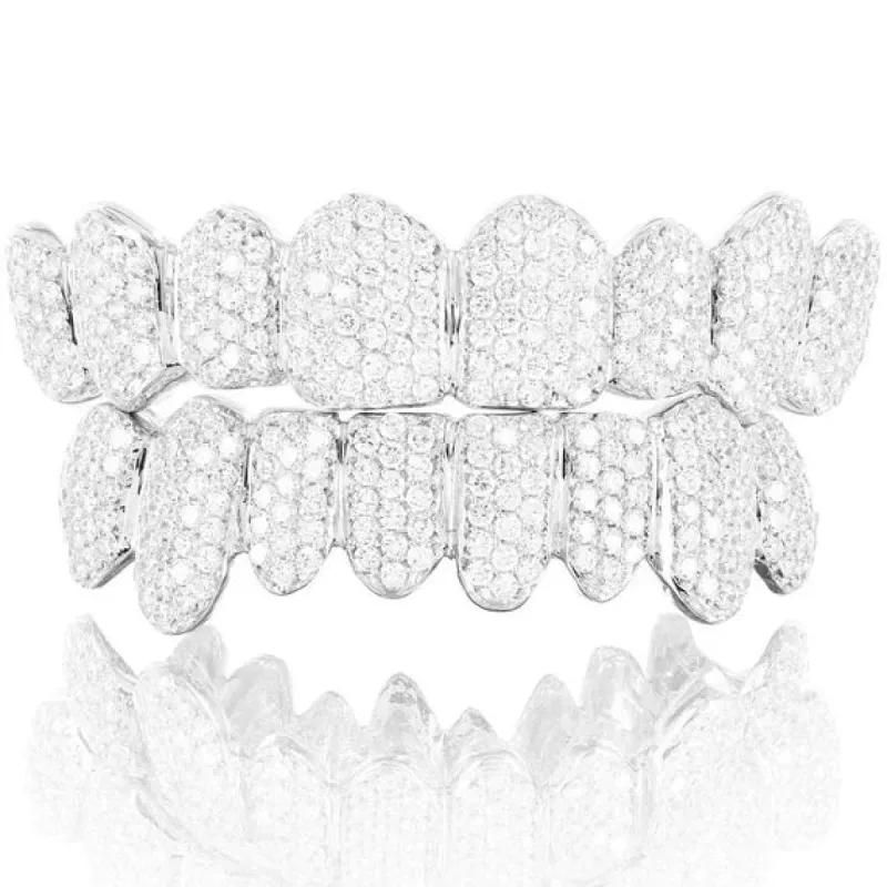 Custom Moissanite Diamond Top Bottom Honeycomb Set Grillz Handset sold by Master Of Bling