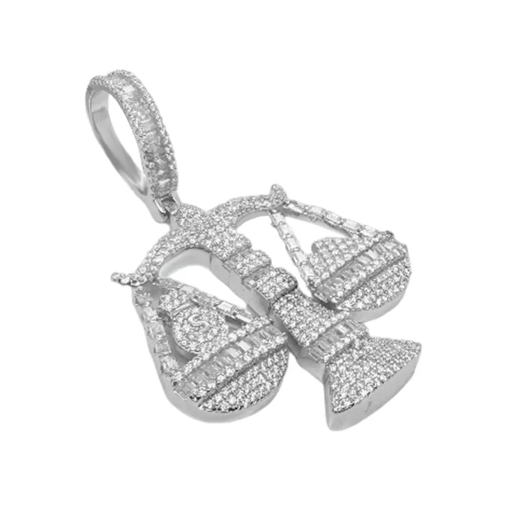 Moissanite Diamond Libra Weighing Scale Pendant Icy Custom 925 Sterling Silver sold by Master Of Bling product image thumbnail 2