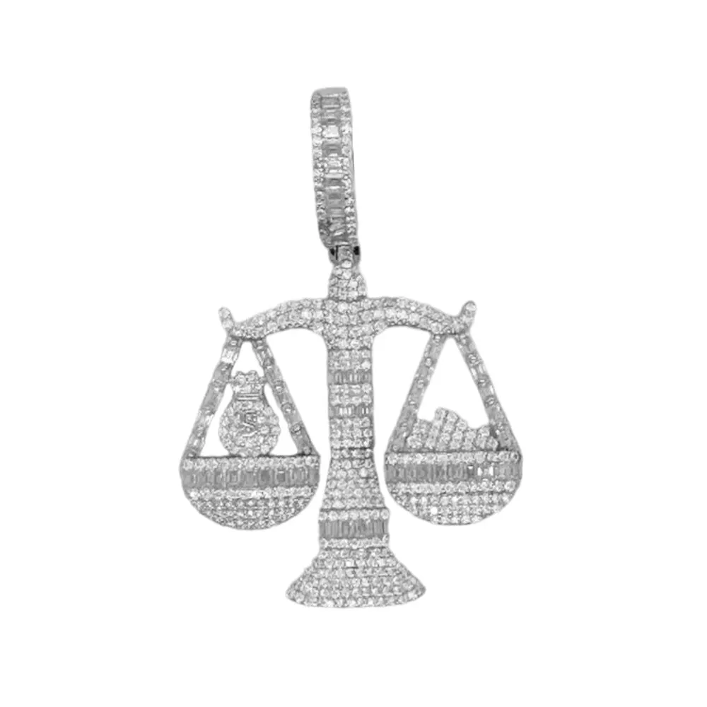 Moissanite Diamond Libra Weighing Scale Pendant Icy Custom 925 Sterling Silver sold by Master Of Bling product image thumbnail 4
