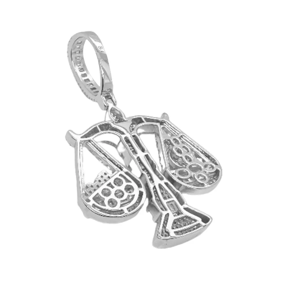 Moissanite Diamond Libra Weighing Scale Pendant Icy Custom 925 Sterling Silver sold by Master Of Bling product image thumbnail 3