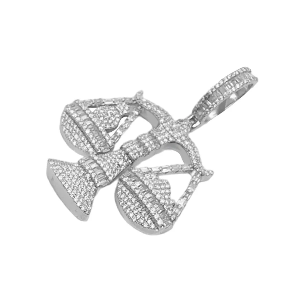 Moissanite Diamond Libra Weighing Scale Pendant Icy Custom 925 Sterling Silver sold by Master Of Bling