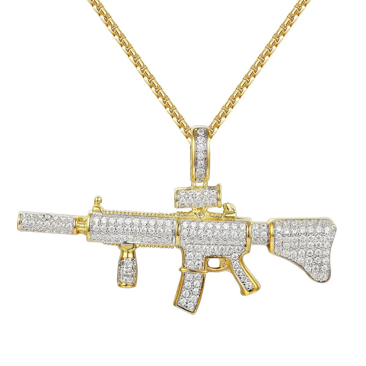 Ak-47 Assault Gun Rifle -out Pendant 24" Chain sold by Master Of Bling