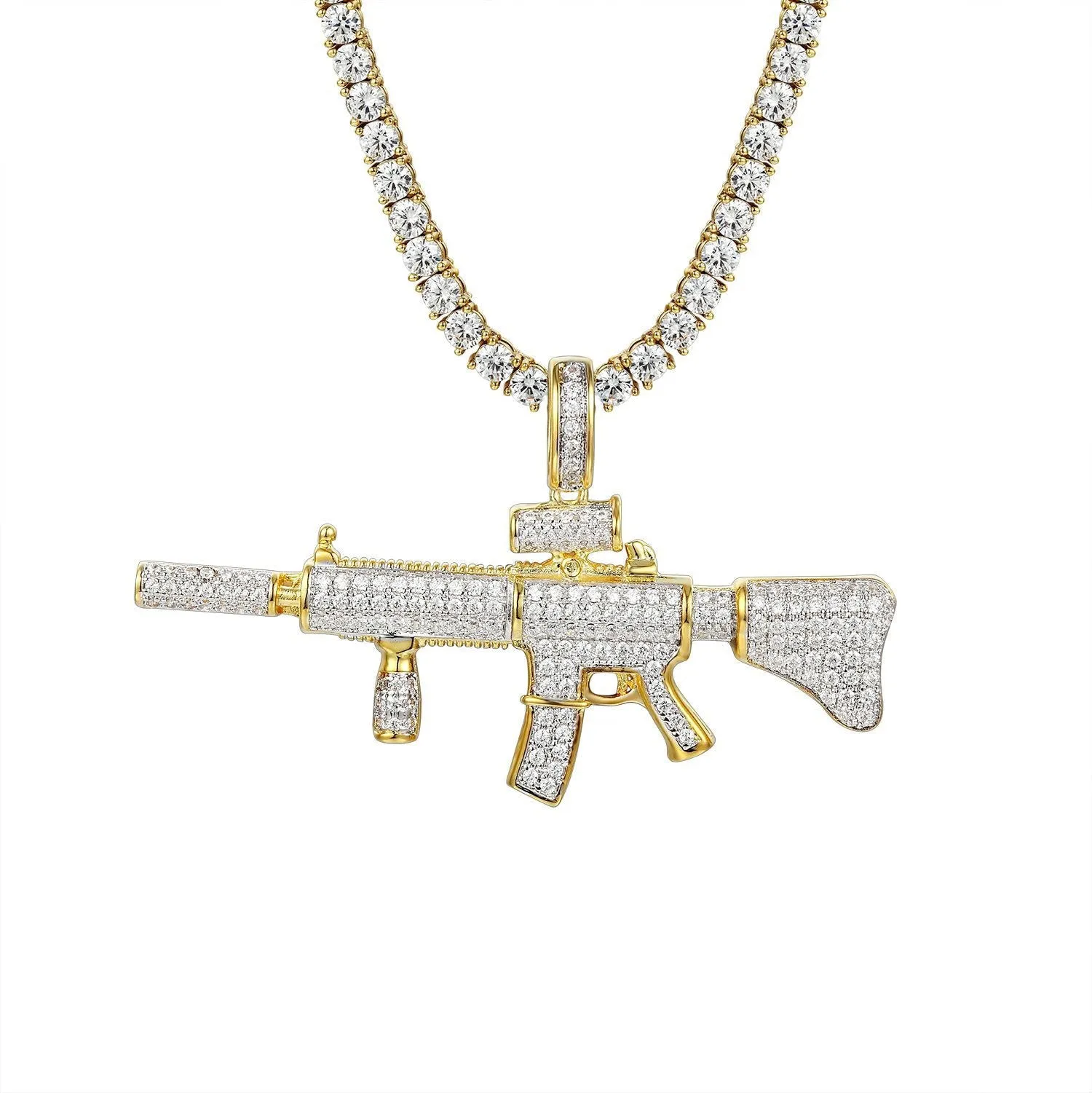 Ak-47 Assault Gun Rifle -out Pendant 24" Chain sold by Master Of Bling product image thumbnail 2