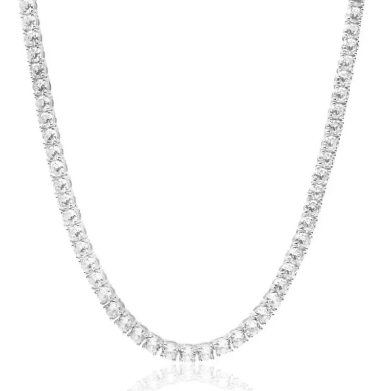 925 Silver 4mm VVS Moissanite Diamond Tennis Chain White Gold Tone made by Master Of Bling