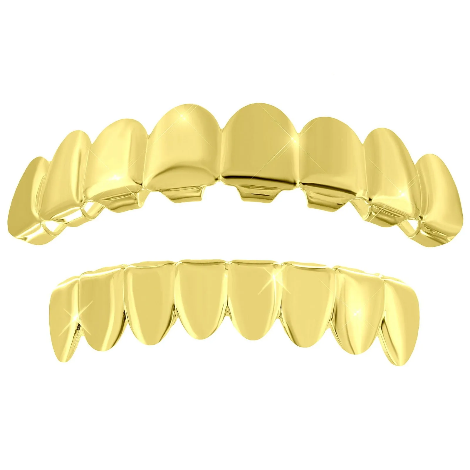 8 Teeth Grillz Top Bottom Set Yellow Finish sold by Master Of Bling