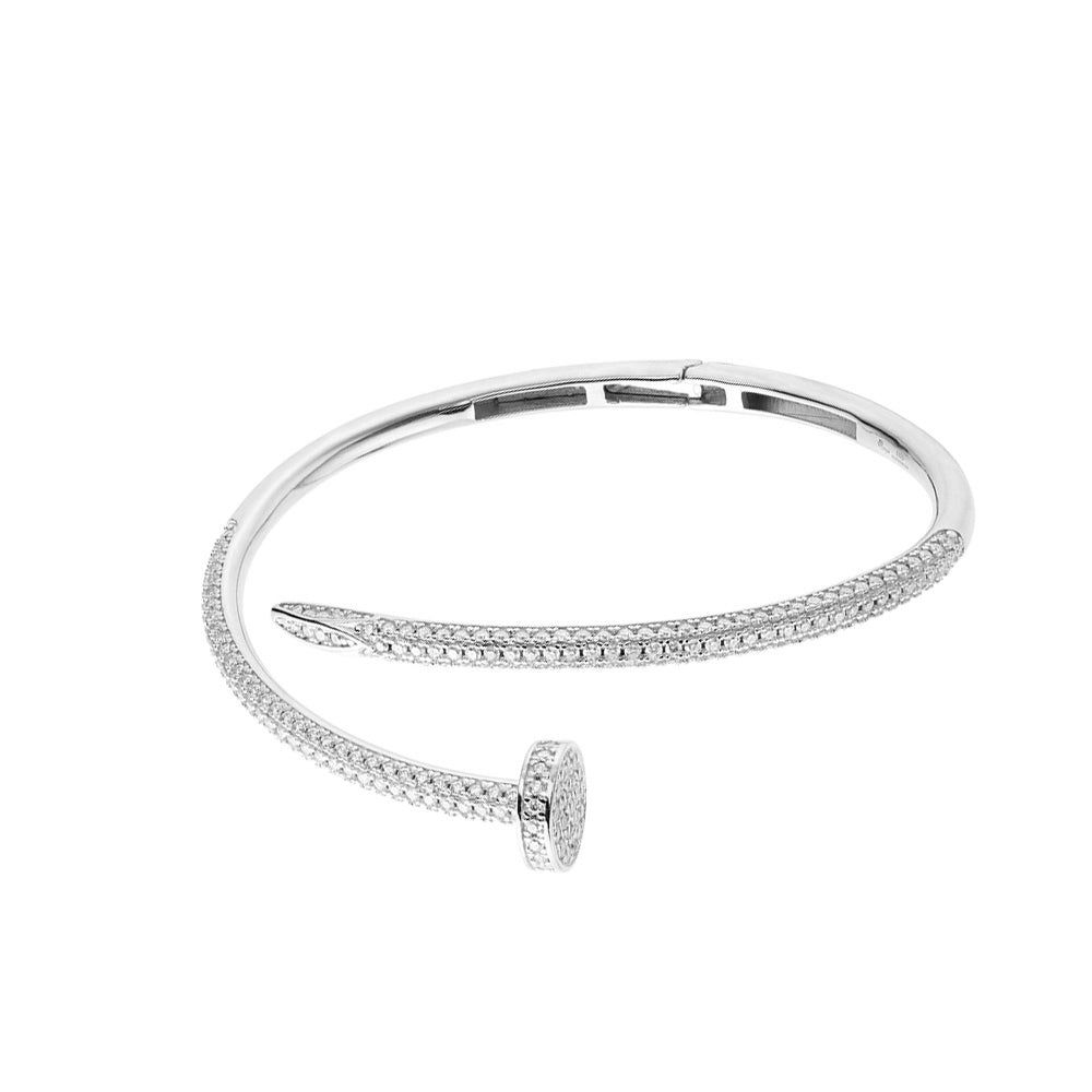 Silver Round Moissanite 2.74 Ctw Cluster Womens Bangle Bracelet sold by Master Of Bling product image thumbnail 2