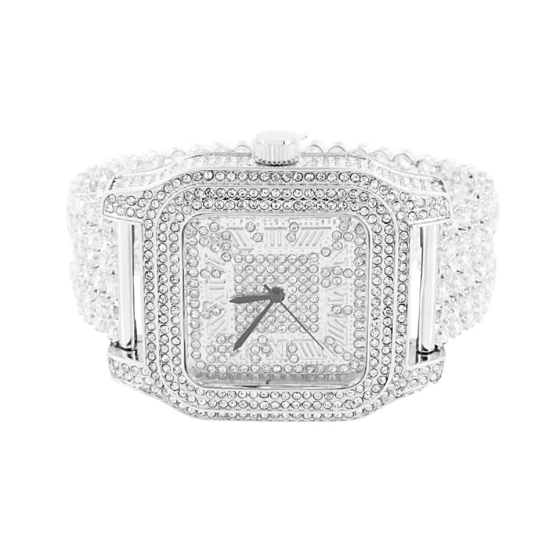 Mens White Square Watch Fully  Elegant Joe Rodeo Jojo sold by Master Of Bling