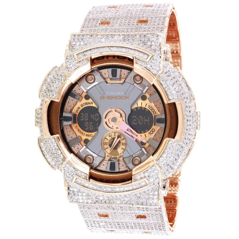 Mens Custom Casio G-Shock GA-200GD Rose Gold Tone Watch sold by Master Of Bling