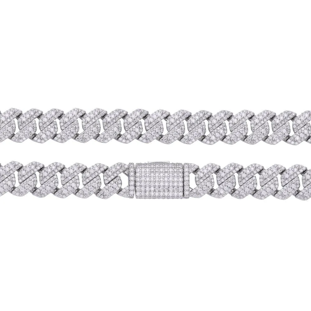 925 Silver Moissanite 10mm White Tone 22 Inch Cuban Necklace sold by Master Of Bling product image thumbnail 3