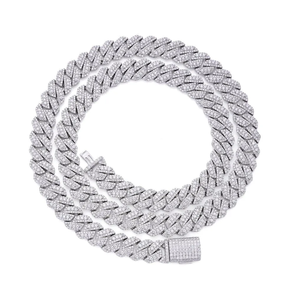 925 Silver Moissanite 10mm White Tone 22 Inch Cuban Necklace sold by Master Of Bling product image thumbnail 2