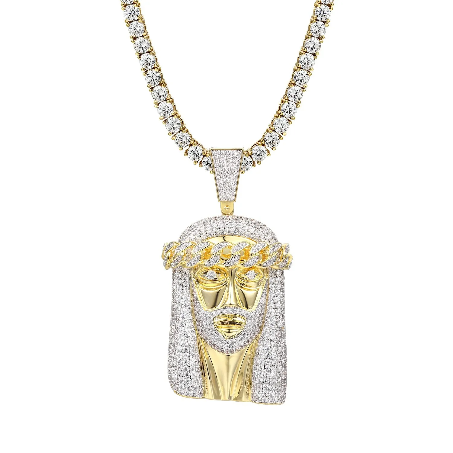 Religious Jesus Face Cuban Pendant Free Franco Chain sold by Master Of Bling product image thumbnail 2