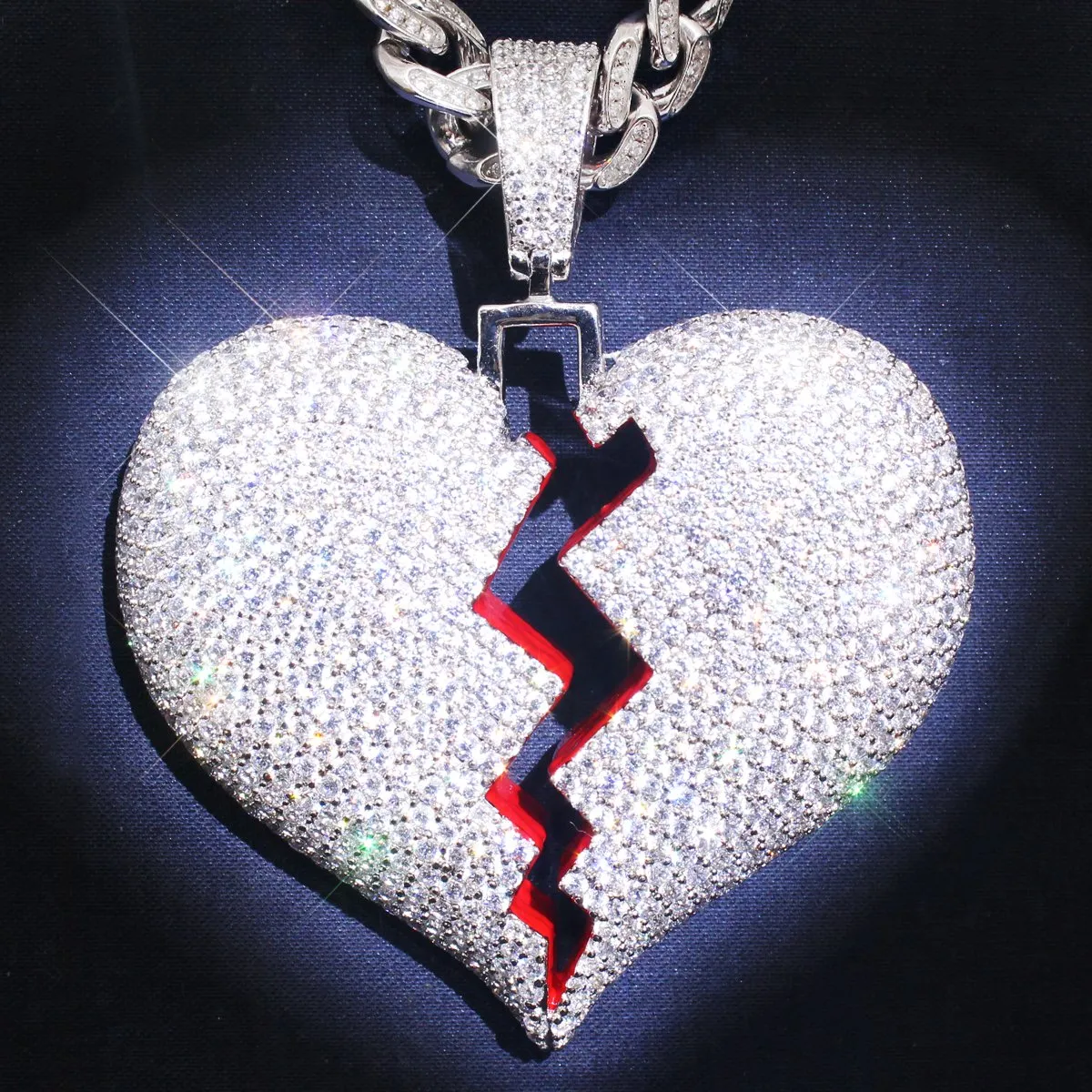 Sterling Silver Broken Heart Custom Bling Pendant Only sold by Master Of Bling