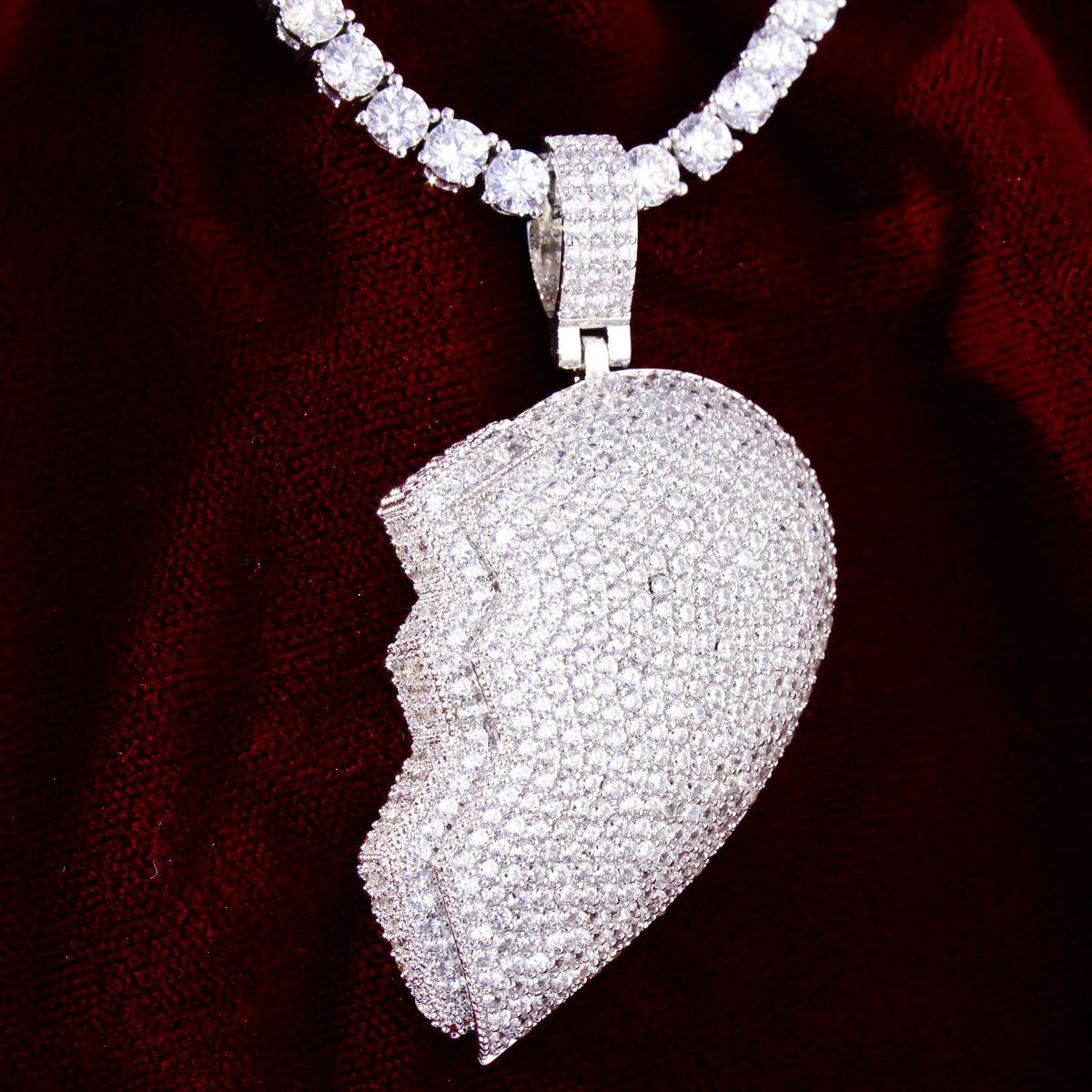 Men's Love Broken Heart Double Layer Pendant Chain sold by Master Of Bling product image thumbnail 2
