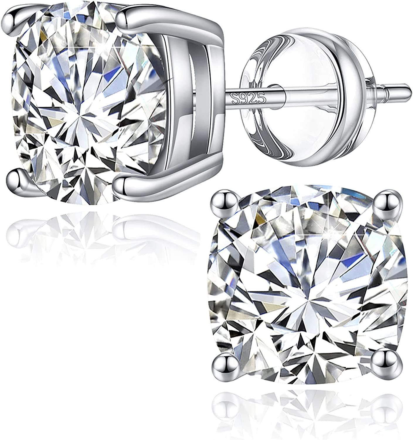 VVS Certified Moissanite Silver Cushion Cut 4.0 Ctw Stud Earrings sold by Master Of Bling