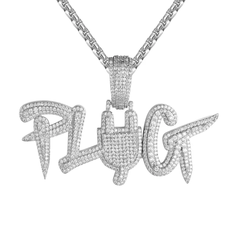 Sterling Silver Plug Designer Switch Hip Hop Icy Pendant sold by Master Of Bling