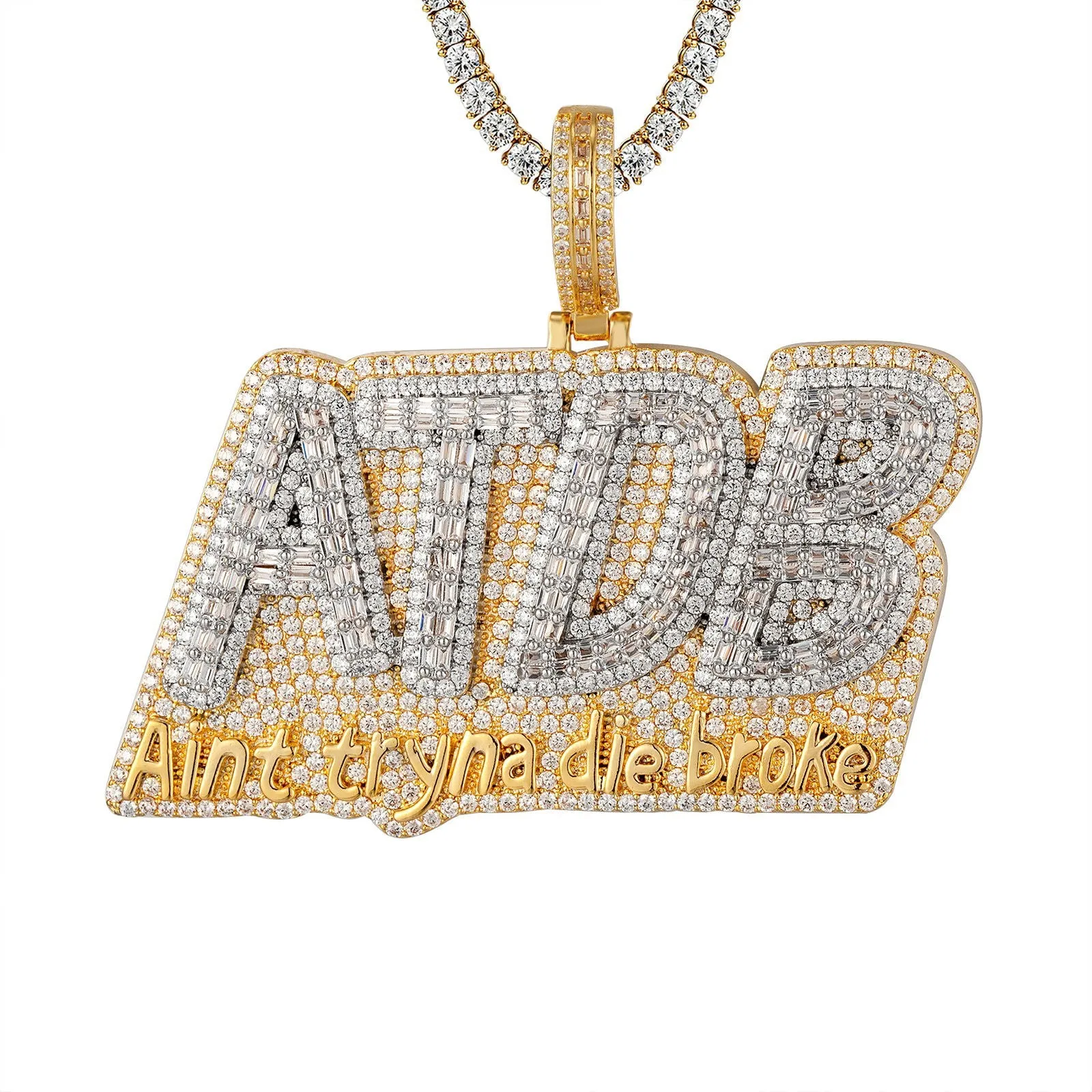 14K Yellow Gold Tone ATDB Aint Tryna Die Broke Custom Pendant sold by Master Of Bling product image thumbnail 2