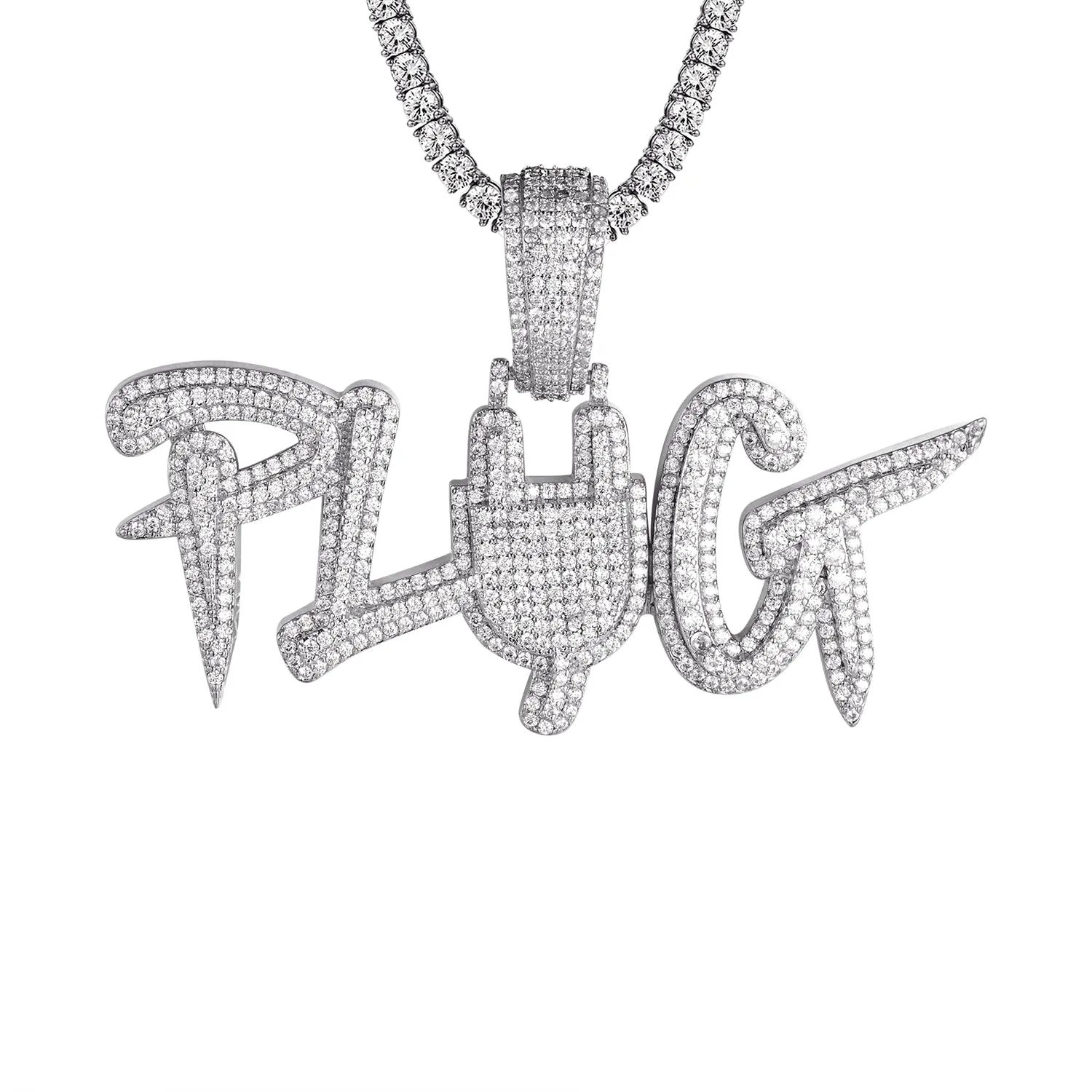 Sterling Silver Plug Designer Switch Hip Hop Icy Pendant sold by Master Of Bling product image thumbnail 4