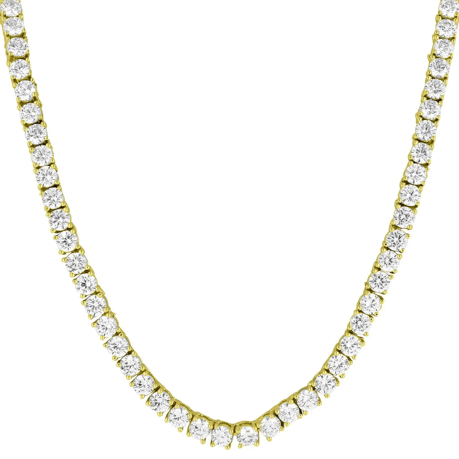 14k Gold Tone 4mm Tennis Solitaire Necklace 18"-24" sold by Master Of Bling product image thumbnail 2