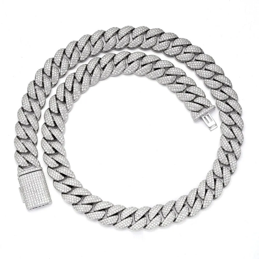 925 Silver Moissanite 15mm 22 Inch Miami Cuban Mens Chain Necklace sold by Master Of Bling product image thumbnail 2