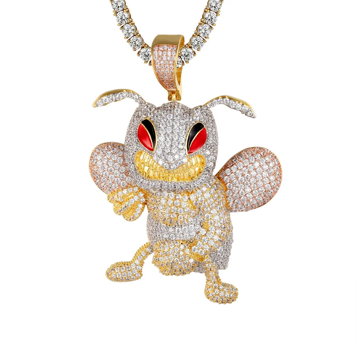 Mens Fighting Bee Character 925 Silver Bling Rapper Pendant sold by Master Of Bling product image thumbnail 4