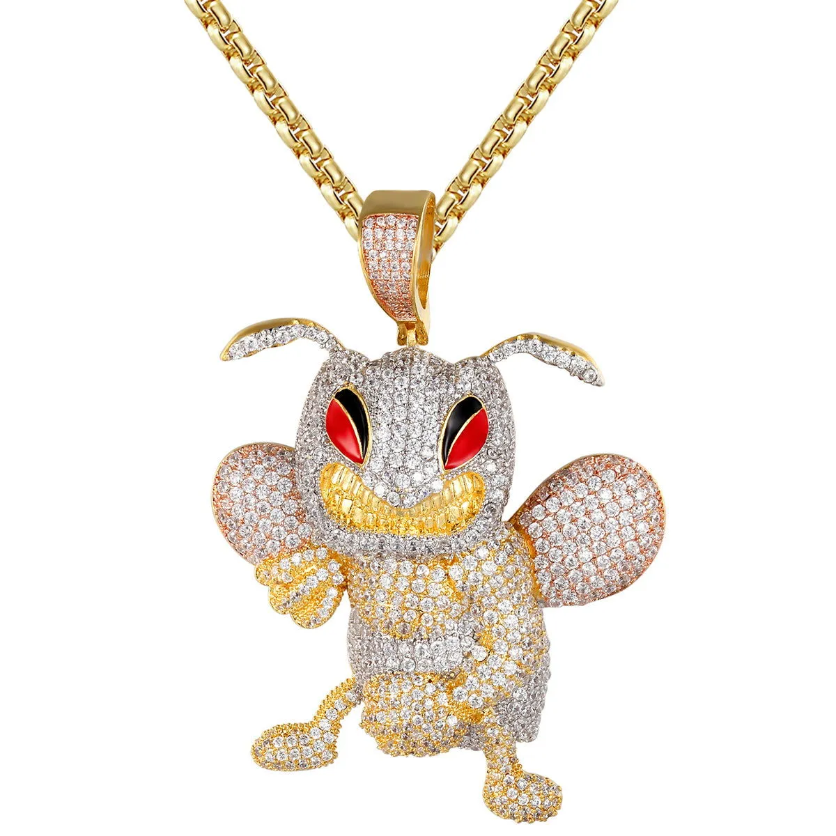 Mens Fighting Bee Character 925 Silver Bling Rapper Pendant sold by Master Of Bling