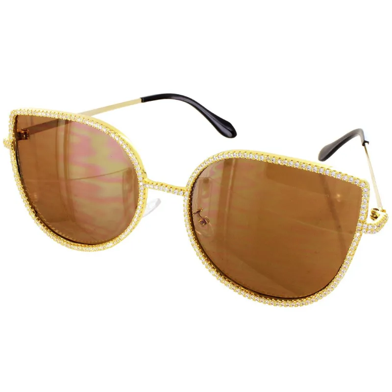 Brown Hip Hop Summer Shades Icy Designer Metal Sunglasses sold by Master Of Bling