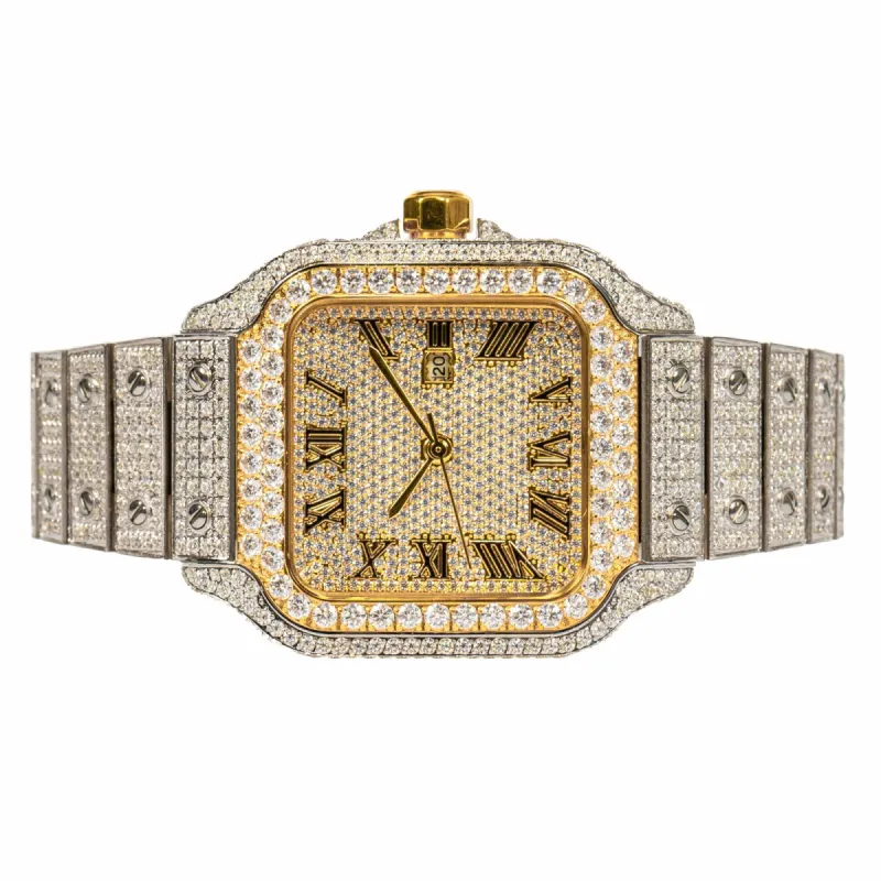 Moissanite Diamond Womens 37mm Watch 2 Tone Gold Luxury sold by Master Of Bling