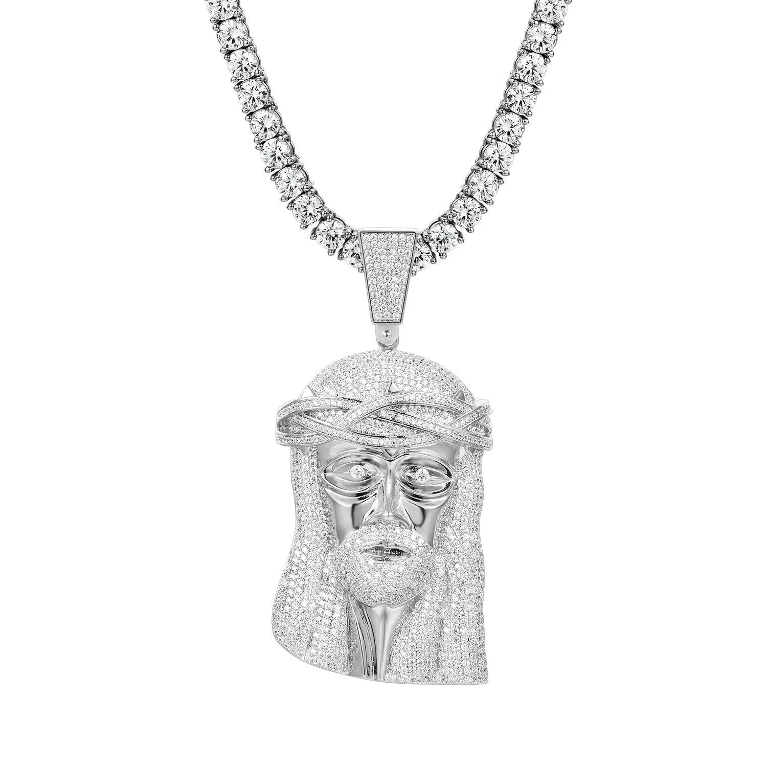 Designer Jesus Face Piece Bling Pendant Necklace sold by Master Of Bling product image thumbnail 2
