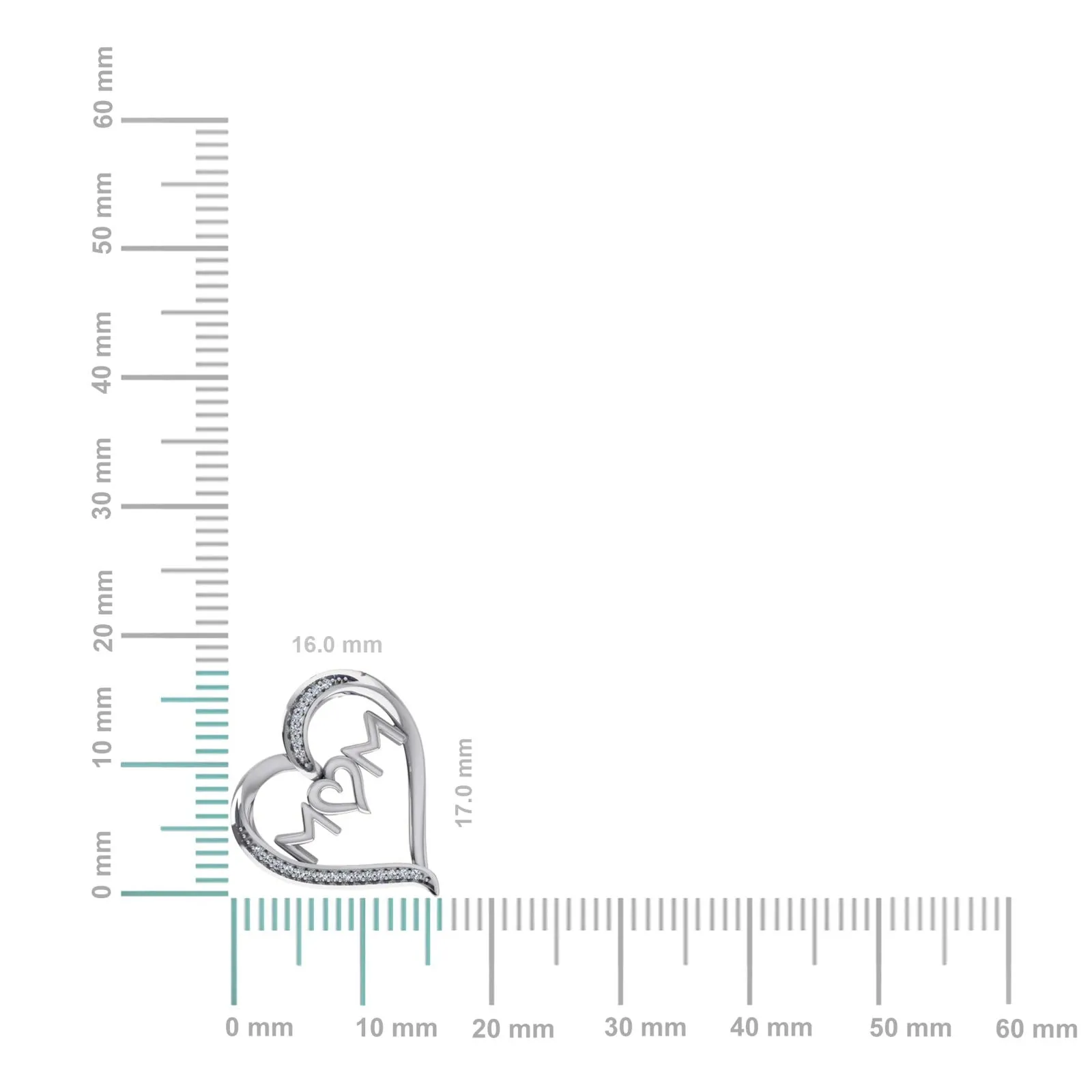 Mom Heart Pendant 10K White Gold Real Diamond Charm Womens sold by Master Of Bling product image thumbnail 2