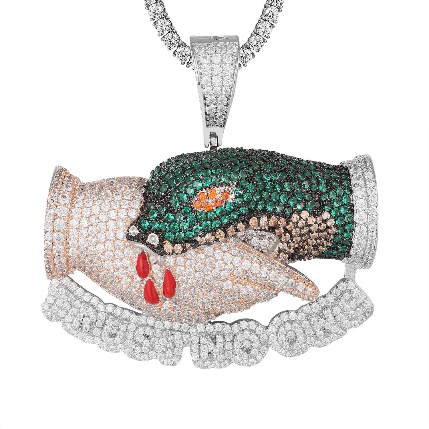 Trust No One Snake Bites Hand Bling Rapper Pendant Chain sold by Master Of Bling product image thumbnail 3