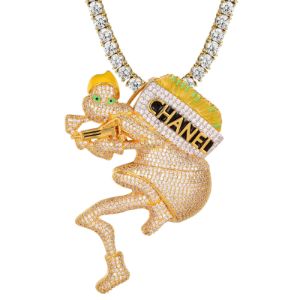 Icy Christmas Cartoon Character Gun Mens Custom Pendant sold by Master Of Bling