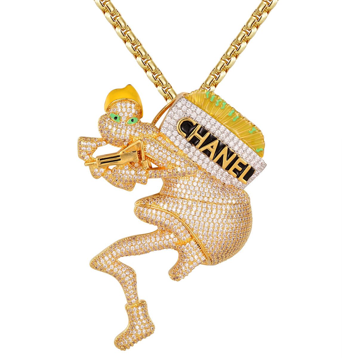 Icy Christmas Cartoon Character Gun Mens Custom Pendant sold by Master Of Bling