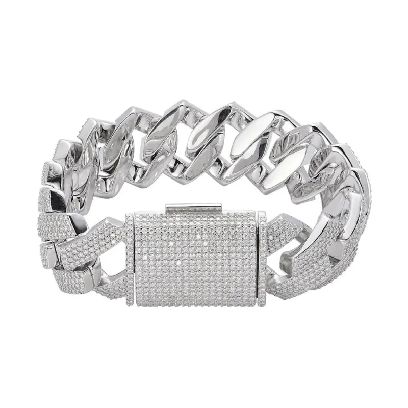 Big 22mm MOISSANITE Prong Cuban Link Bracelet 925 Silver Icy Custom sold by Master Of Bling