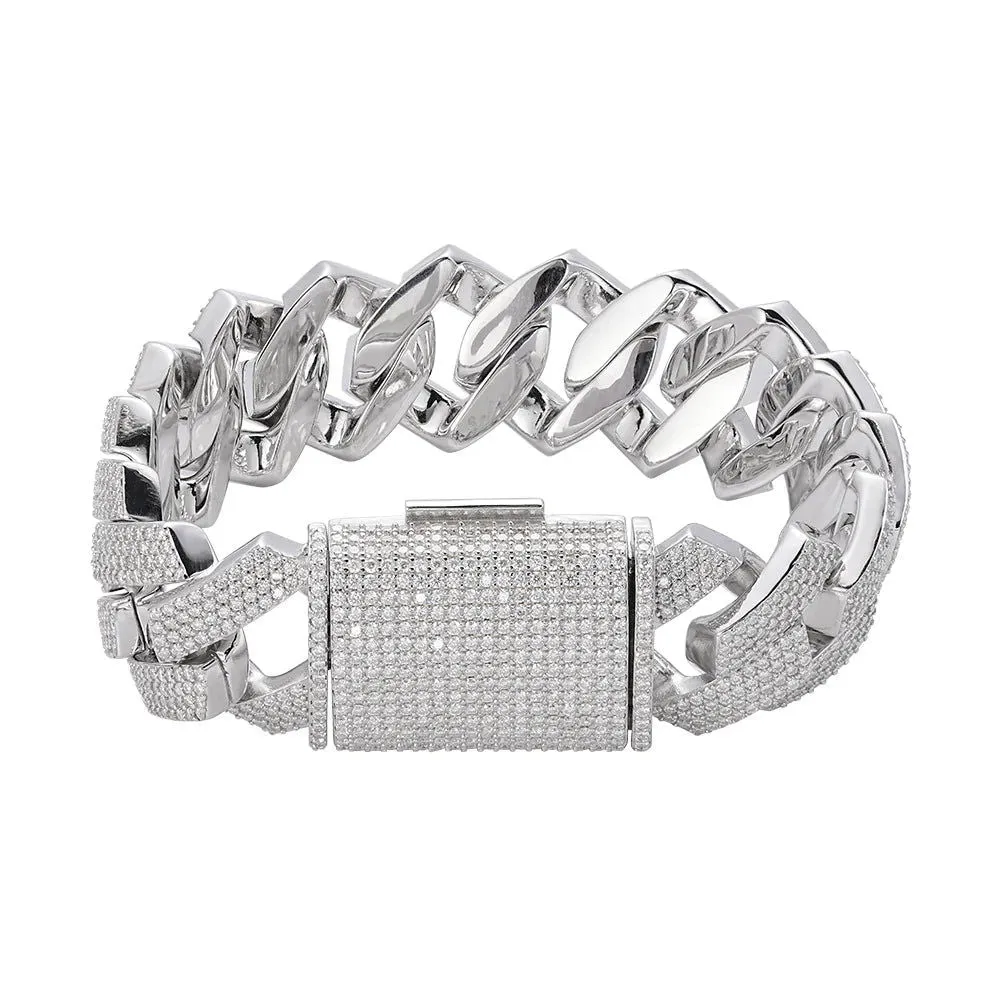 Big 22mm MOISSANITE Prong Cuban Link Bracelet 925 Silver Icy Custom sold by Master Of Bling