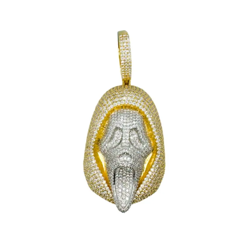 Moissanite Diamond Pendant Scream Mask Ghostface 14k Gold Tone 925 Silver sold by Master Of Bling
