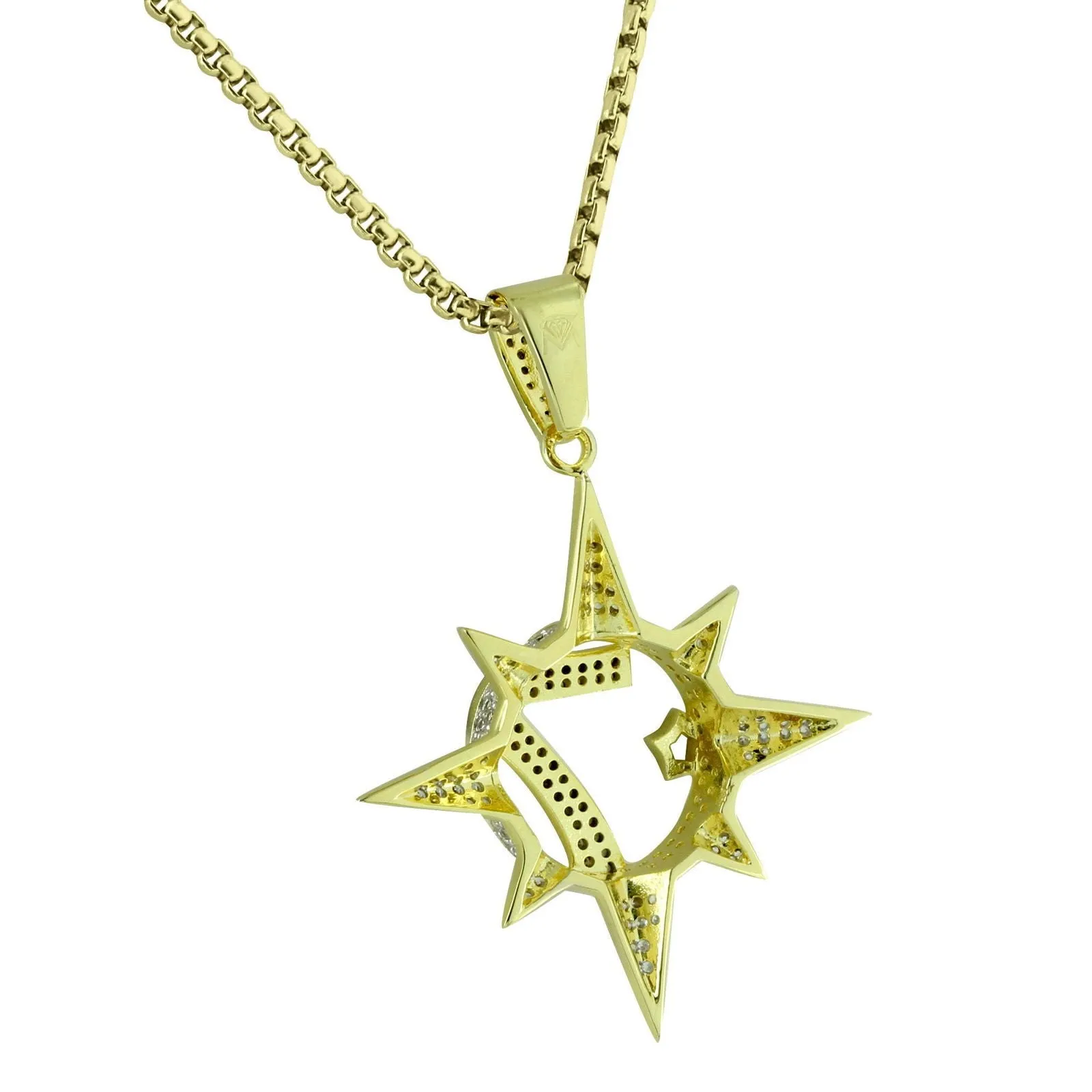 Mens HipHop Jay Z Style 5 Percenter 7 Star Pendant Stainless Steel Chain Necklace sold by Master Of Bling product image thumbnail 2