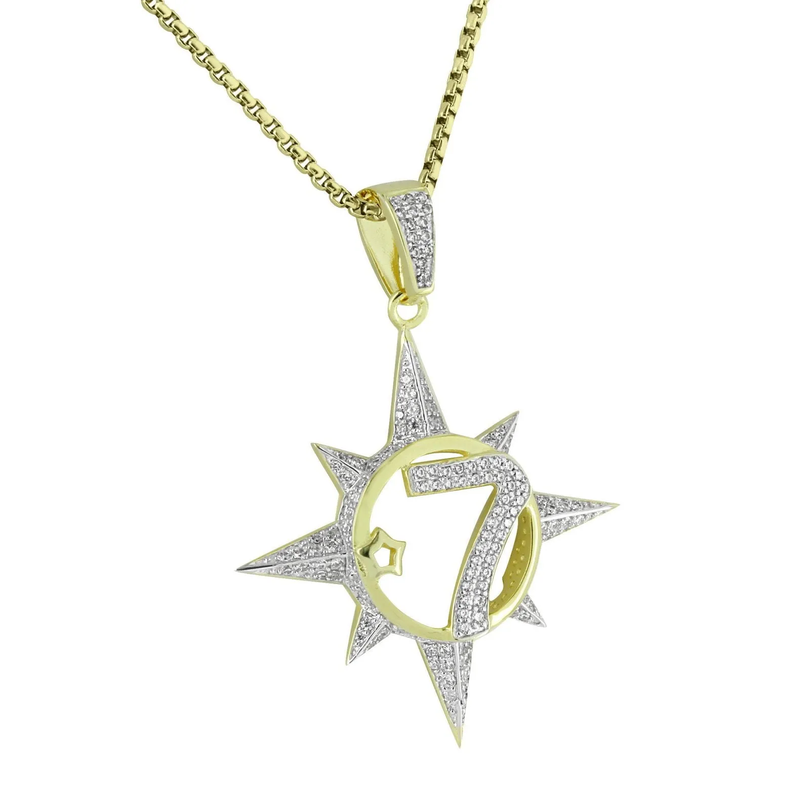 Mens HipHop Jay Z Style 5 Percenter 7 Star Pendant Stainless Steel Chain Necklace sold by Master Of Bling