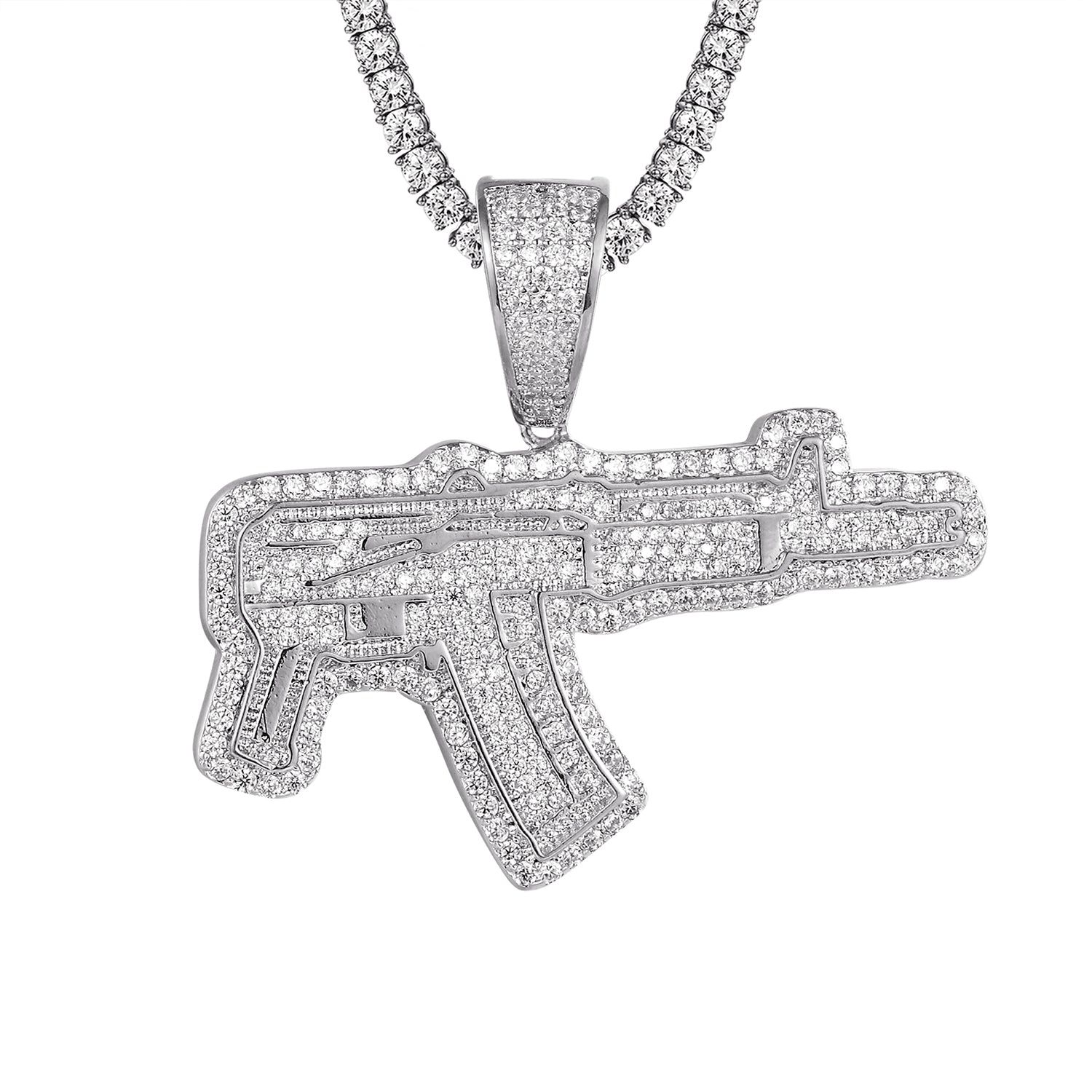 White Tone Machine Gun Hip Hop Custom Designer Mens Pendant sold by Master Of Bling product image thumbnail 4
