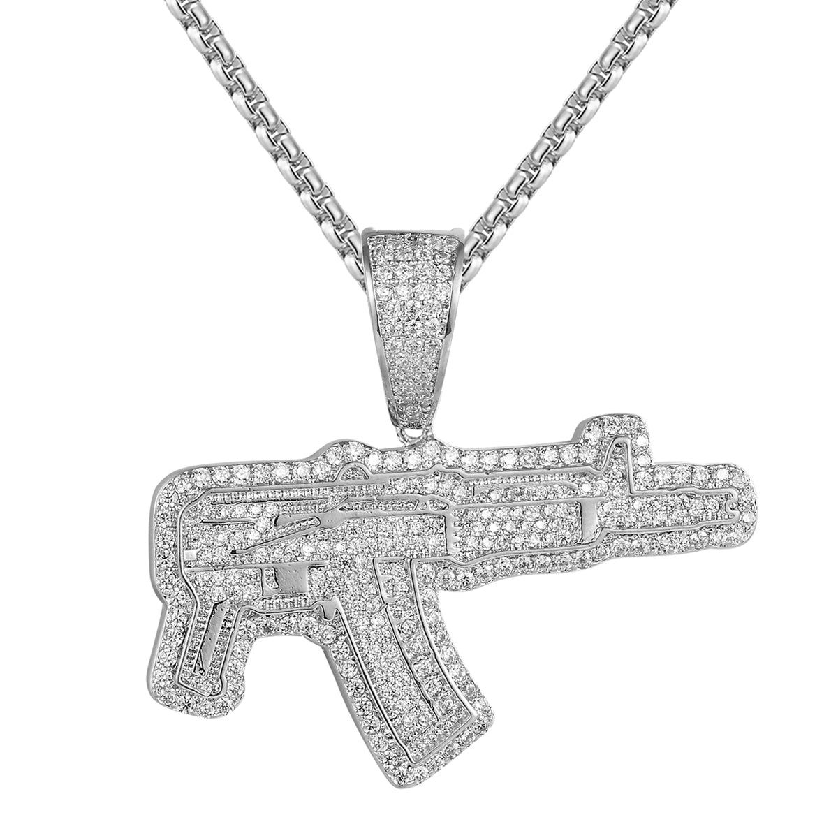 White Tone Machine Gun Hip Hop Custom Designer Mens Pendant sold by Master Of Bling product image thumbnail 3