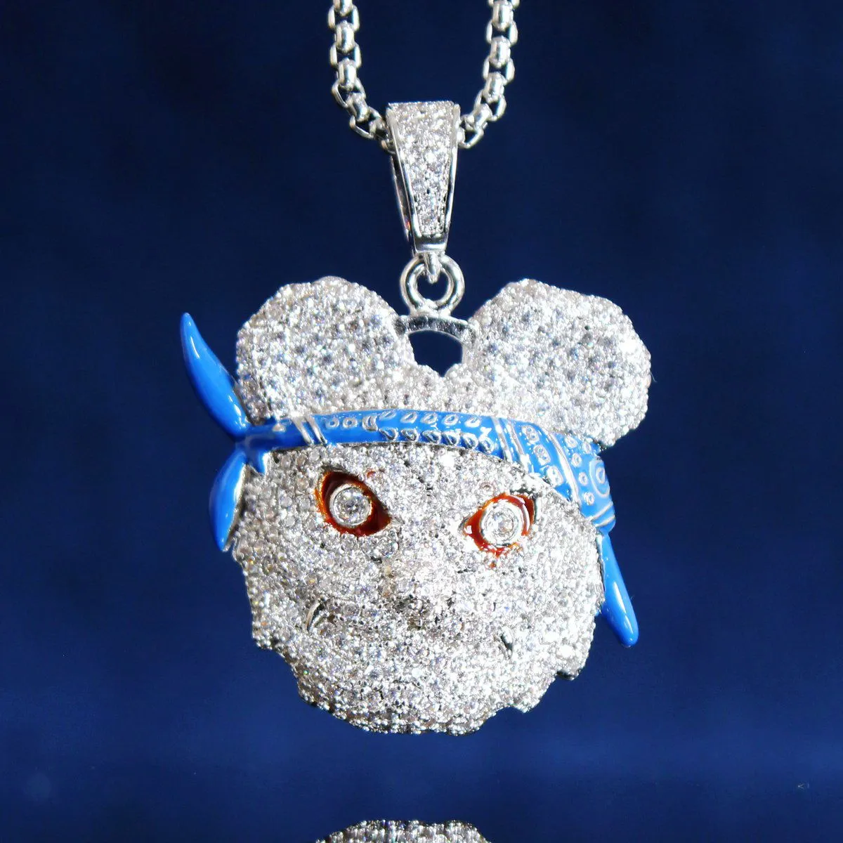 Men's Panda with Blue Bandana Pendant Chain sold by Master Of Bling