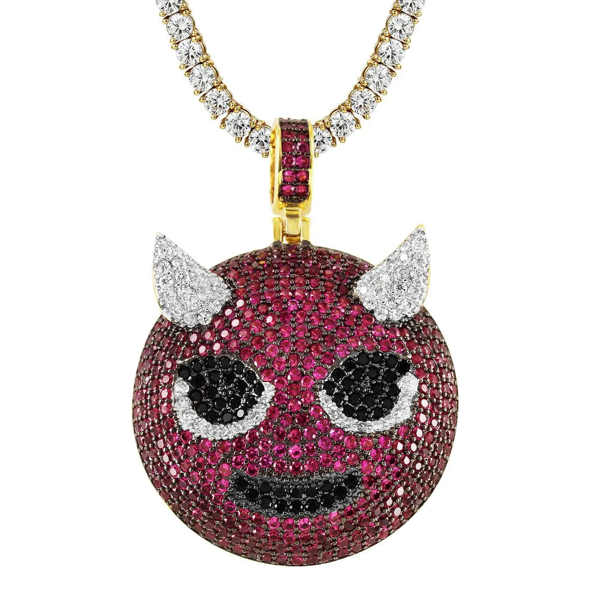 Custom Angry Devil Circle Emoji Pendant Chain sold by Master Of Bling product image thumbnail 2