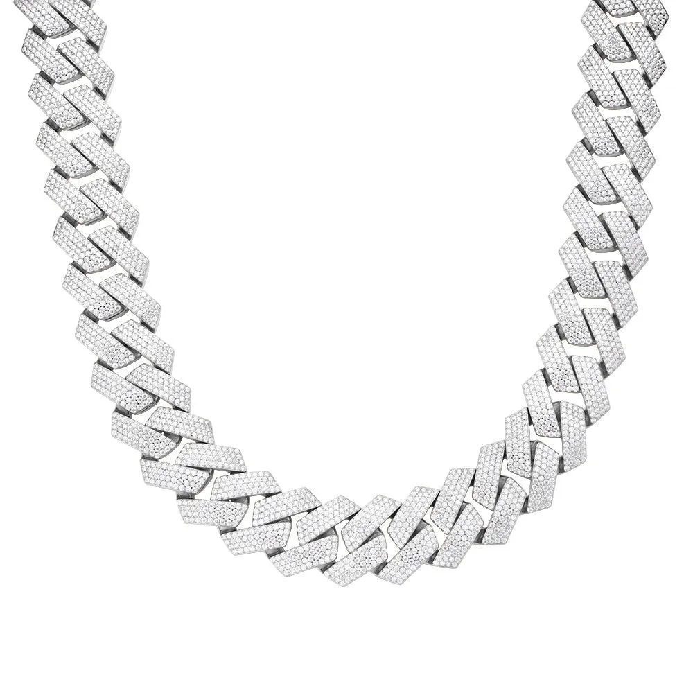 925 Silver Moissanite 23mm Miami Cuban 22 Inch Chain Necklace sold by Master Of Bling