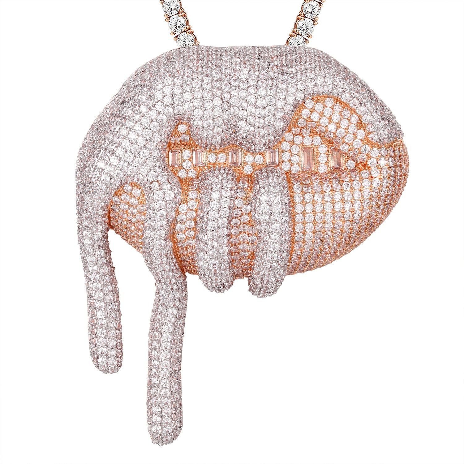 Dripping drooling Lips Icy Micro Pave Rose Gold Pendant sold by Master Of Bling product image thumbnail 2
