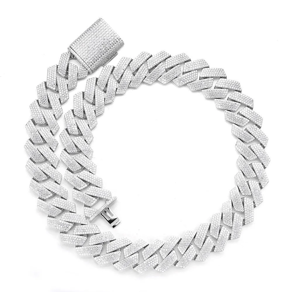 925 Silver Moissanite 23mm Miami Cuban 22 Inch Chain Necklace sold by Master Of Bling product image thumbnail 2