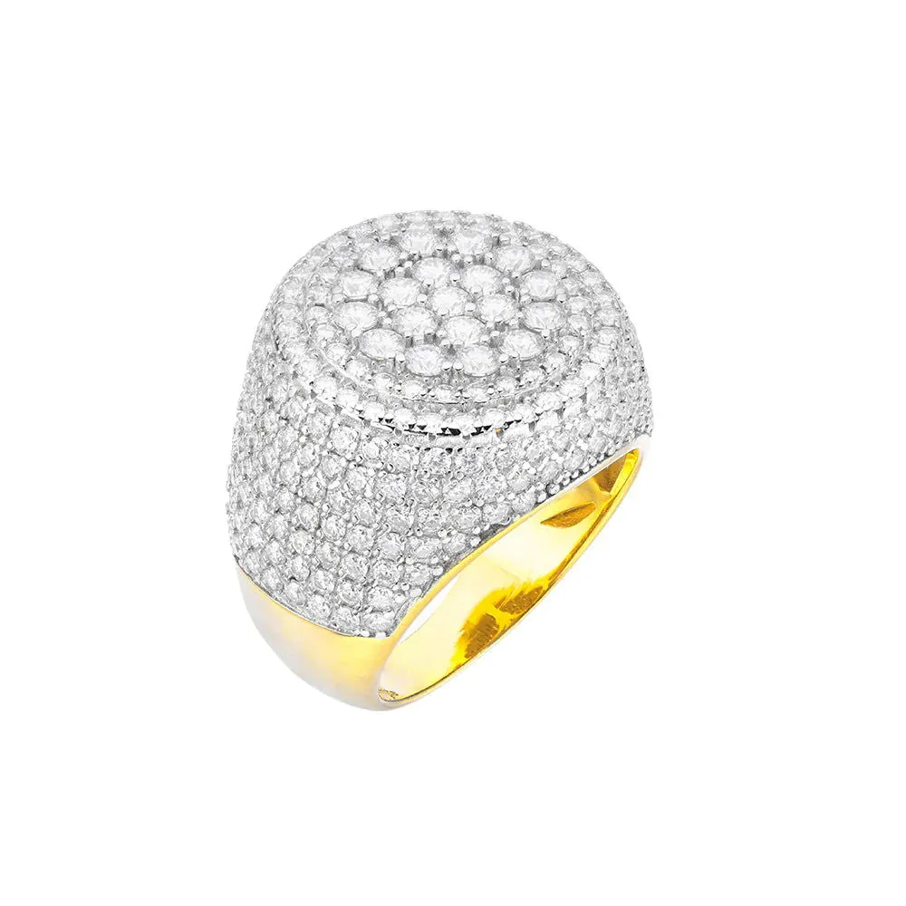 Mens Cluster Ring Round Moissanite Diamond 925 Silver Gold Tone sold by Master Of Bling