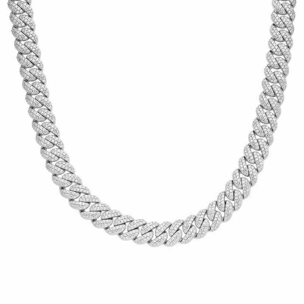 925 Silver Moissanite 12mm Miami Cuban 22 Inch Mens Chain Necklace sold by Master Of Bling