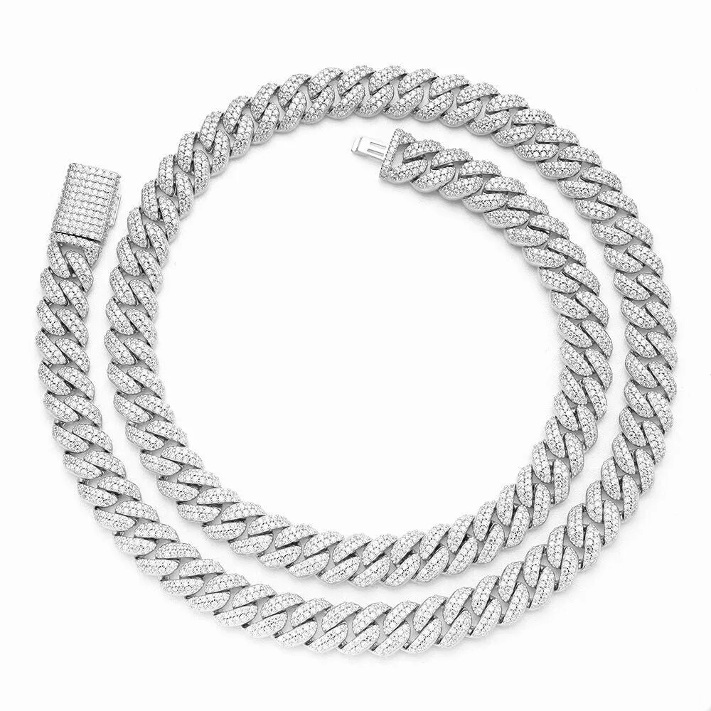 925 Silver Moissanite 12mm Miami Cuban 22 Inch Mens Chain Necklace sold by Master Of Bling product image thumbnail 2