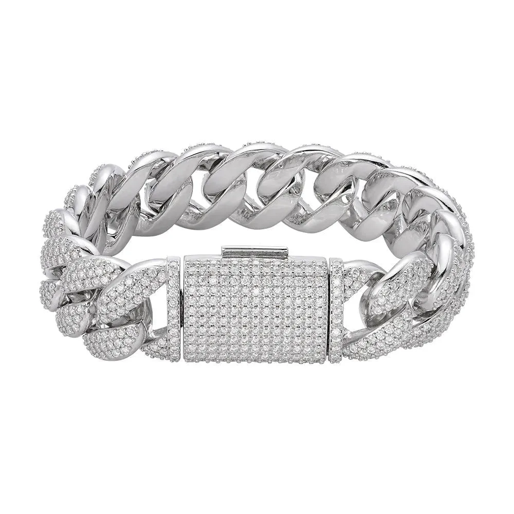 20mm MOISSANITE Miami Cuban Link Bracelet 925 Silver Icy Custom 8 Inch sold by Master Of Bling